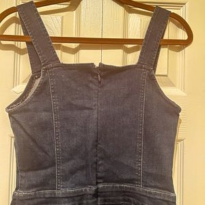 Dark Denim Jumpsuit WITH front pockets.